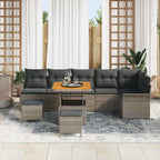 Garten-Sofa-Set mit Kissen mit Speicher 9 pcs Grau