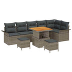 Garten-Sofa-Set mit Kissen mit Speicher 9 pcs Grau