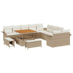 Garten-Sofa-Set mit Kissen mit Speicher 13 pcs Beige und Creme
