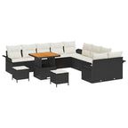 Garten-Sofa-Set mit Kissen 13 pcs Schwarz und Creme