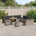 Garten-Sofa-Set mit Kissen mit Speicher 13 pcs Grau