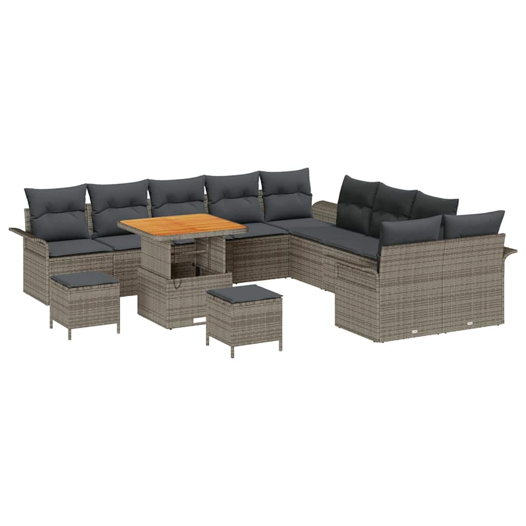Garten-Sofa-Set mit Kissen mit Speicher 13 pcs Grau