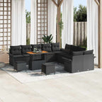 Garten-Sofa-Set mit Kissen mit Speicher 13 pcs Schwarz
