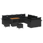 Garten-Sofa-Set mit Kissen mit Speicher 13 pcs Schwarz