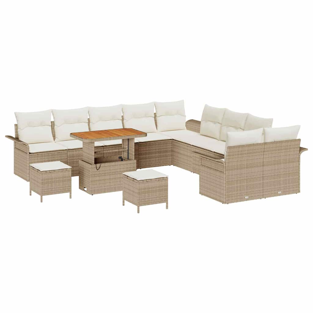 Garten-Sofa-Set mit Kissen mit Speicher 13 pcs Beige und Creme