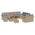 Garten-Sofa-Set mit Kissen 13 pcs Beige und Hellgrau