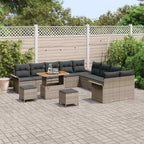 Garten-Sofa-Set mit Kissen mit Speicher 13 pcs Grau