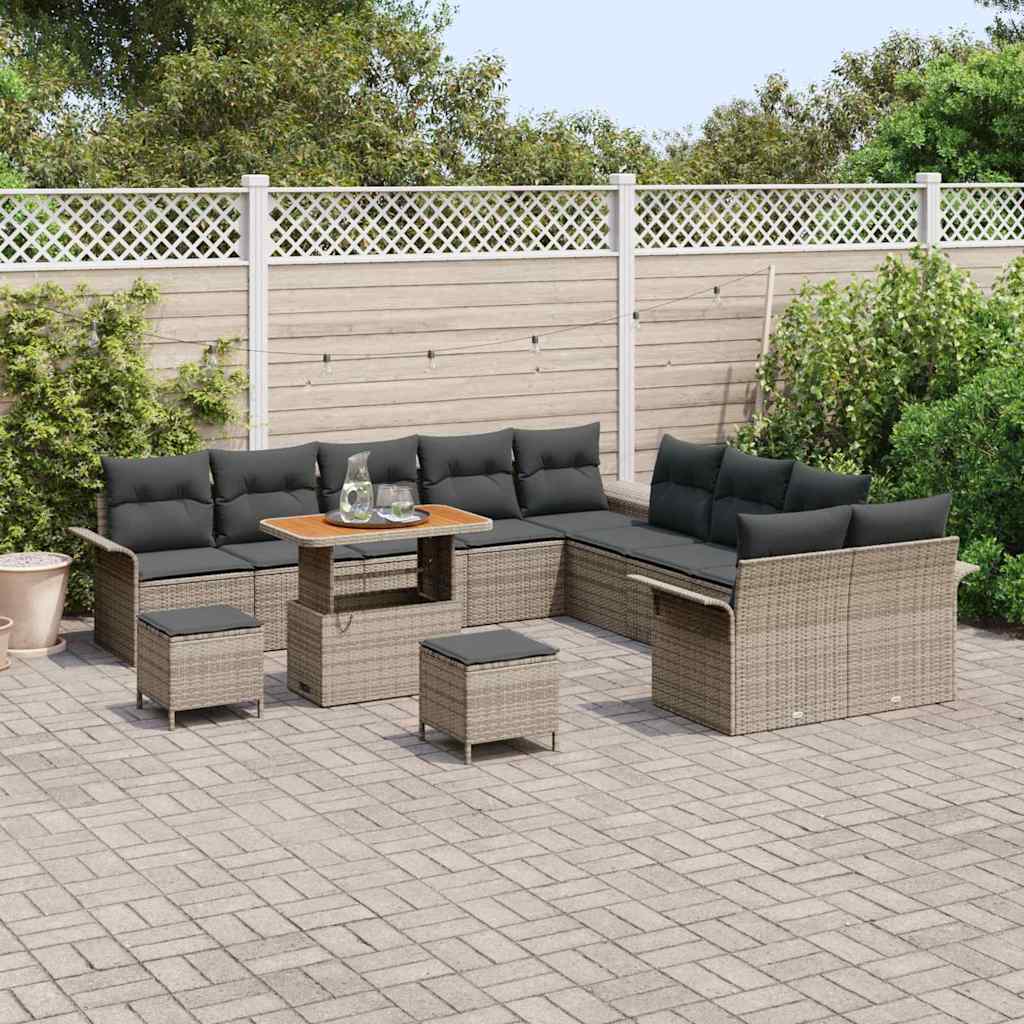 Garten-Sofa-Set mit Kissen mit Speicher 13 pcs Grau