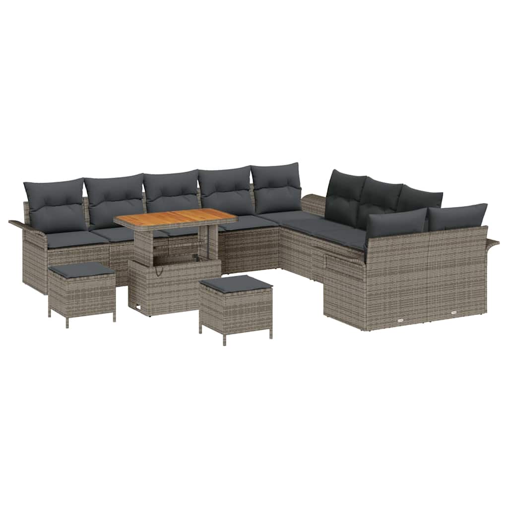 Garten-Sofa-Set mit Kissen mit Speicher 13 pcs Grau