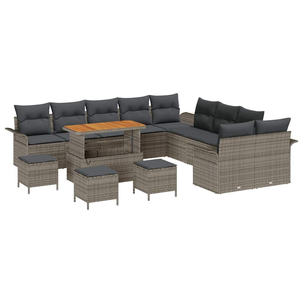 Garten-Sofa-Set mit Kissen mit Speicher 14 pcs Grau