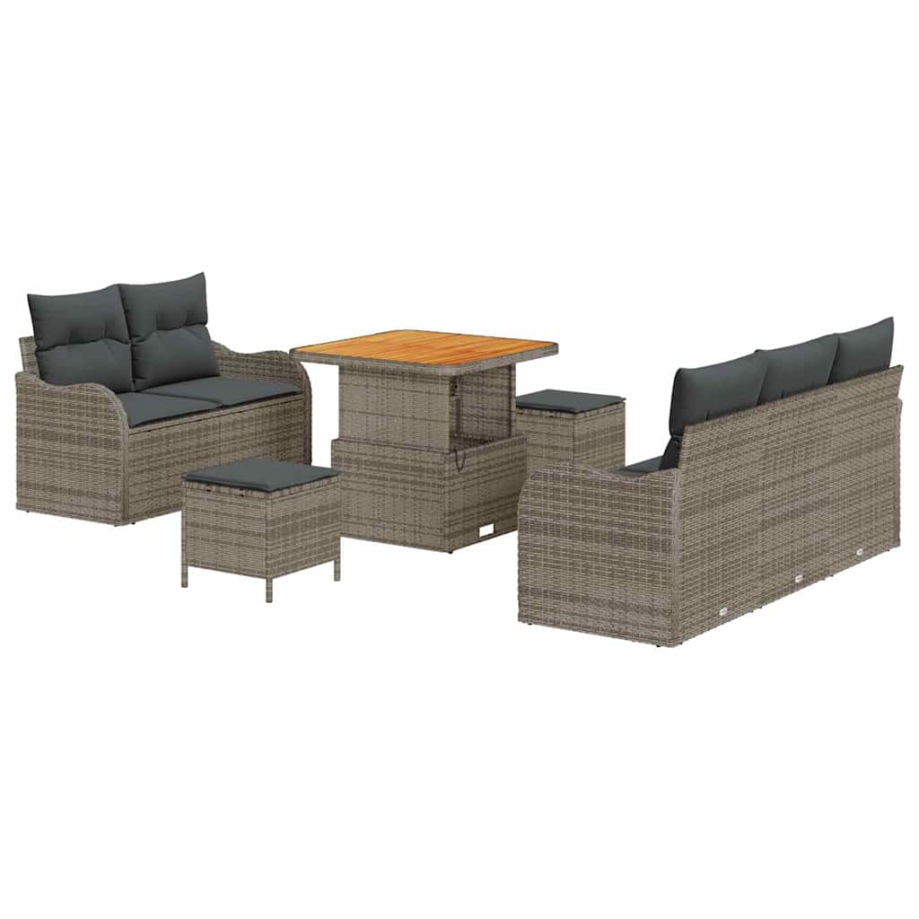Garten-Sofa-Set mit Kissen mit Speicher mit Kissen 8 pcs Grau