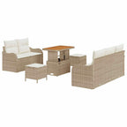 Garten-Sofa-Set mit Kissen mit Speicher 8 pcs Beige und Creme