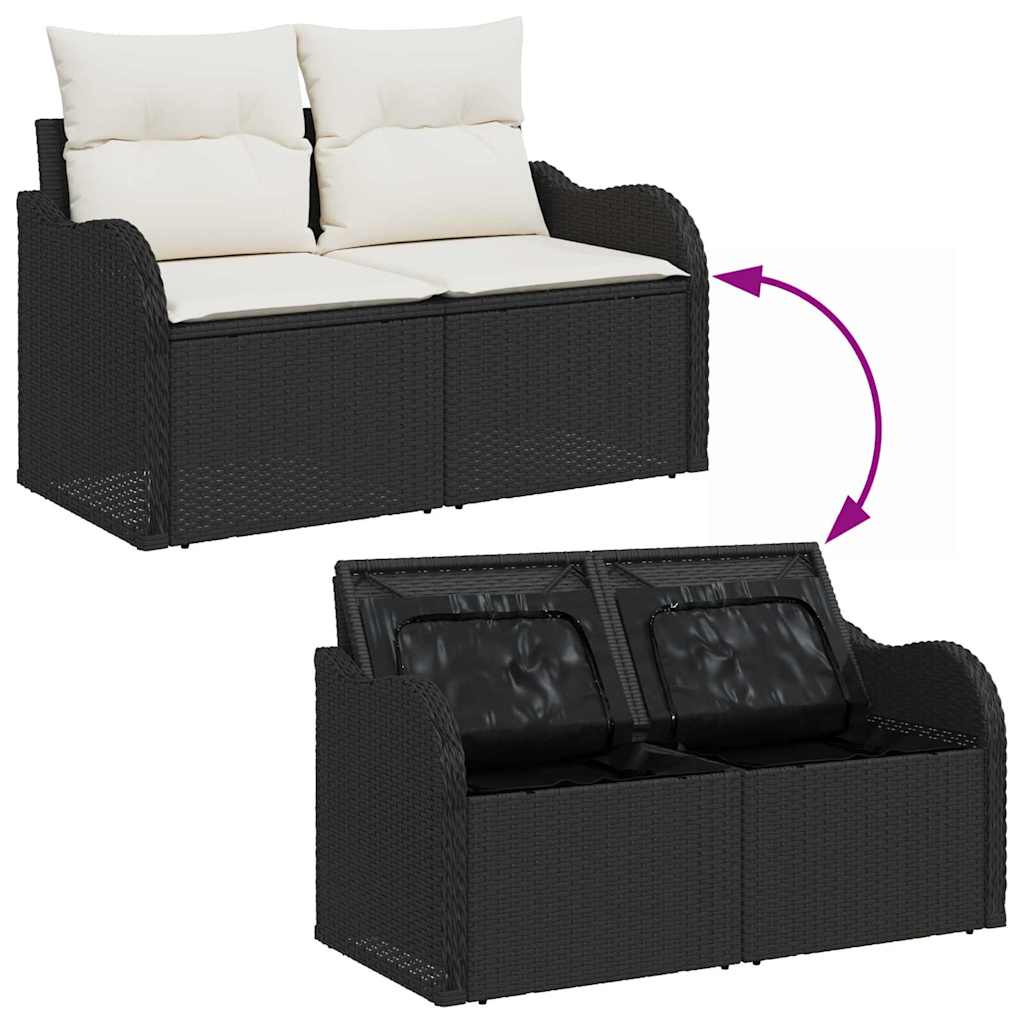 Garten-Sofa-Set mit Kissen 10 pcs Schwarz und Creme
