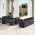 Garten-Sofa-Set mit Kissen mit Speicher 10 pcs Schwarz