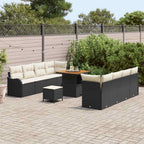 Garten-Sofa-Set mit Kissen 11 pcs Schwarz und Creme