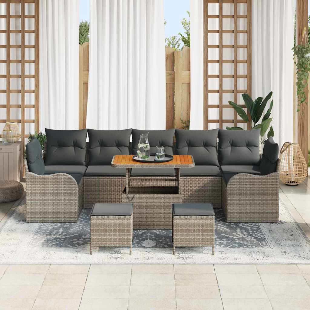 Garten-Sofa-Set mit Kissen mit Speicher 10 pcs Grau