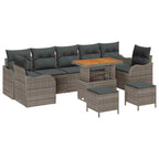 Garten-Sofa-Set mit Kissen mit Speicher 10 pcs Grau