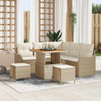 Garten-Sofa-Set mit Kissen mit Speicher 8 pcs Beige und Creme