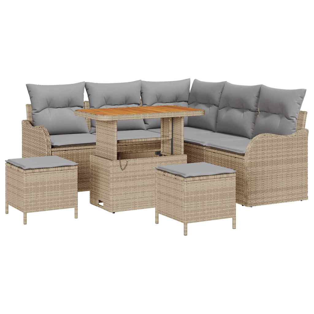 Garten-Sofa-Set mit Kissen mit Kissen 8 pcs Beige und Hellgrau