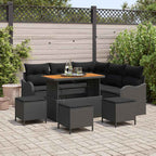 Garten-Sofa-Set mit Kissen mit Speicher 9 pcs Schwarz