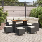 Garten-Sofa-Set mit Kissen mit Speicher 9 pcs Schwarz und Creme