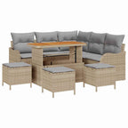 Garten-Sofa-Set mit Kissen mit Kissen 9 pcs Beige und Hellgrau