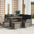 Garten-Sofa-Set mit Kissen mit Speicher mit Kissen 9 pcs Grau