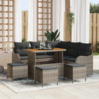Garten-Sofa-Set mit Kissen mit Speicher mit Kissen 9 pcs Grau