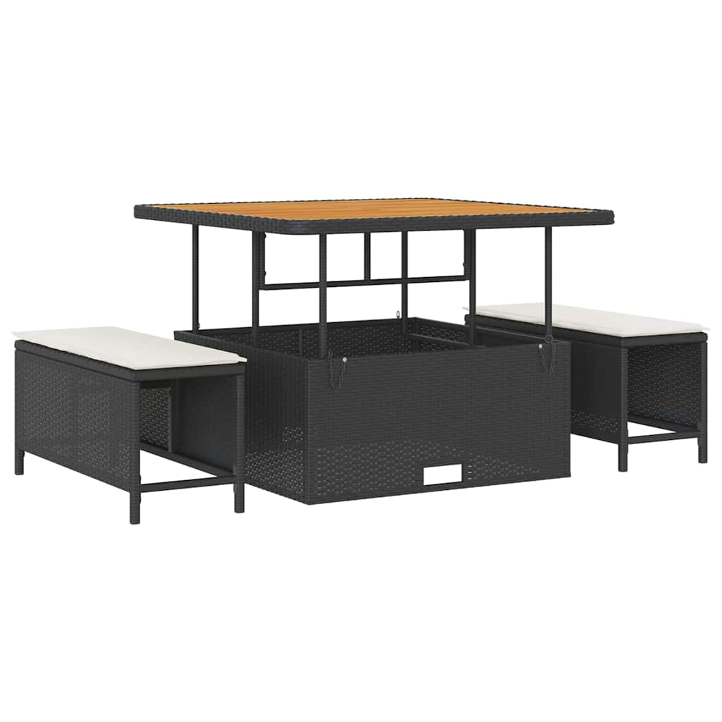 Garten-Sofa-Set mit Kissen mit Speicher 9 pcs Schwarz und Creme