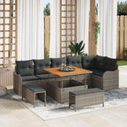 Garten-Sofa-Set mit Kissen mit Speicher 9 pcs Grau