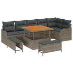 Garten-Sofa-Set mit Kissen mit Speicher 9 pcs Grau