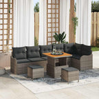 Garten-Sofa-Set mit Kissen mit Speicher 9 pcs Grau