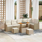 Garten-Sofa-Set mit Kissen mit Speicher 9 pcs Beige und Creme