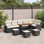 Garten-Sofa-Set mit Kissen 10 pcs Schwarz und Creme
