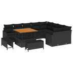 Garten-Sofa-Set mit Kissen mit Speicher 12 pcs Schwarz
