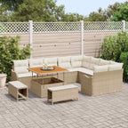 Garten-Sofa-Set mit Kissen mit Speicher 12 pcs Beige und Creme