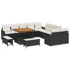 Garten-Sofa-Set mit Kissen 13 pcs Schwarz und Creme