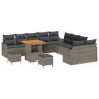 Garten-Sofa-Set mit Kissen mit Speicher 13 pcs Grau