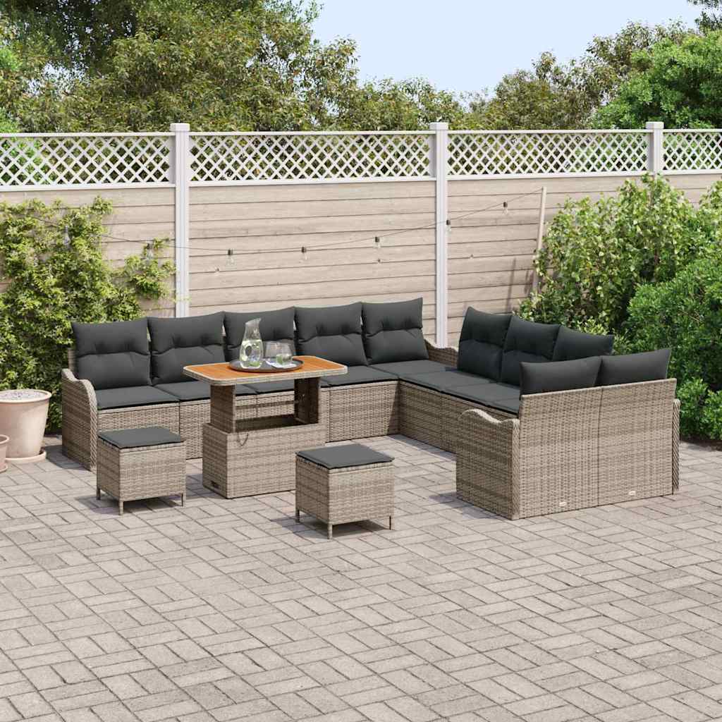 Garten-Sofa-Set mit Kissen mit Speicher 13 pcs Grau