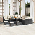 Garten-Sofa-Set mit Kissen 14 pcs Schwarz und Creme