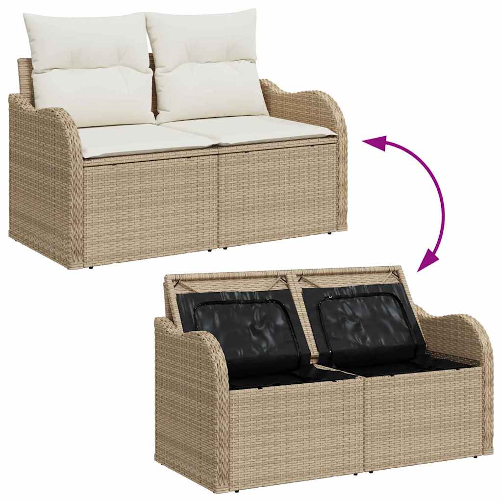 Garten-Sofa-Set mit Kissen mit Speicher 14 pcs Beige und Creme