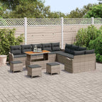 Garten-Sofa-Set mit Kissen mit Speicher 14 pcs Grau