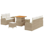 Garten-Sofa-Set mit Kissen mit Speicher 8 pcs Beige und Creme