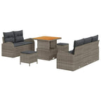 Garten-Sofa-Set mit Kissen mit Speicher mit Kissen 8 pcs Grau