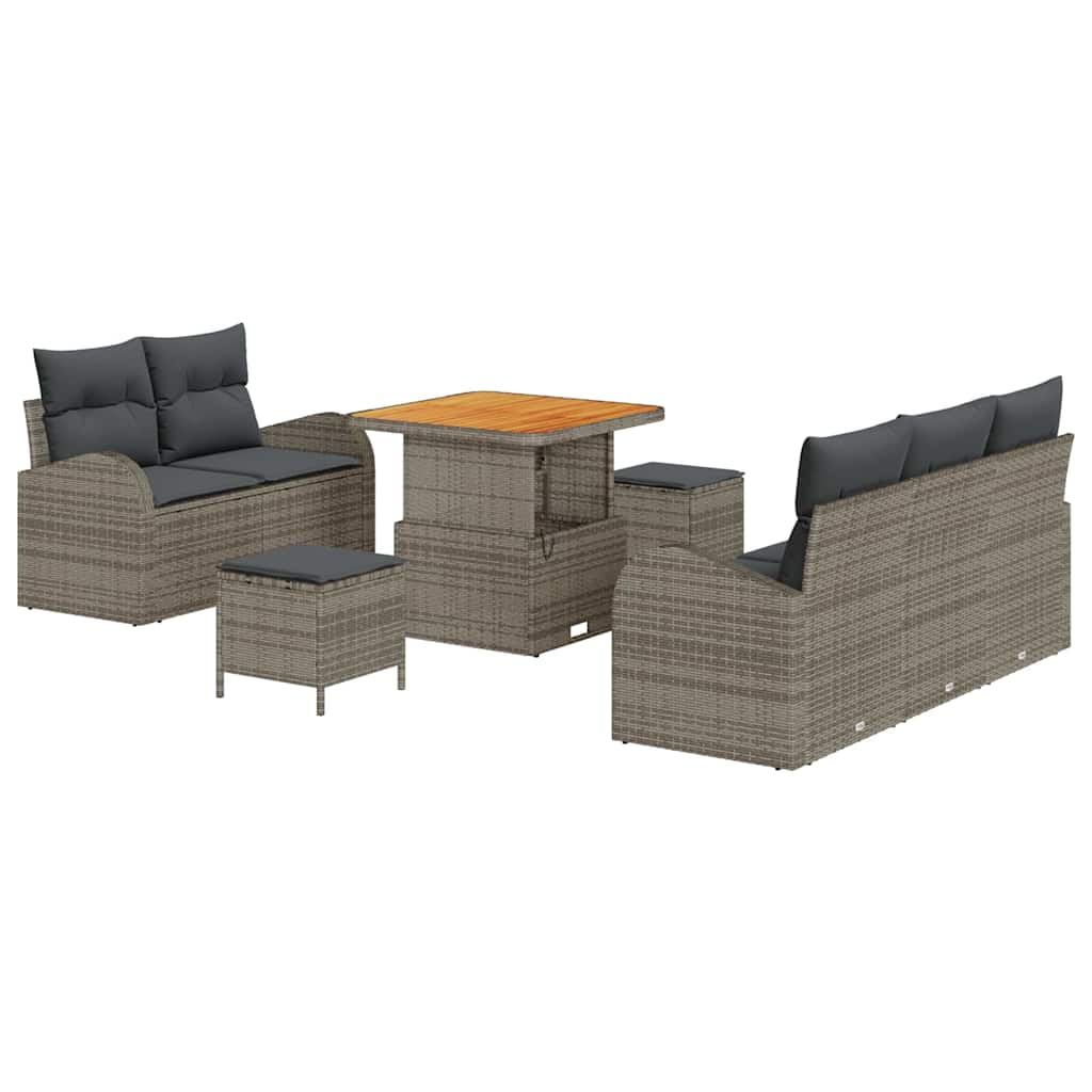 Garten-Sofa-Set mit Kissen mit Speicher mit Kissen 8 pcs Grau