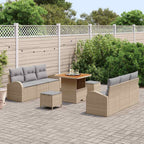 Garten-Sofa-Set mit Kissen mit Kissen 9 pcs Beige und Hellgrau