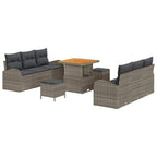 Garten-Sofa-Set mit Kissen mit Speicher mit Kissen 9 pcs Grau