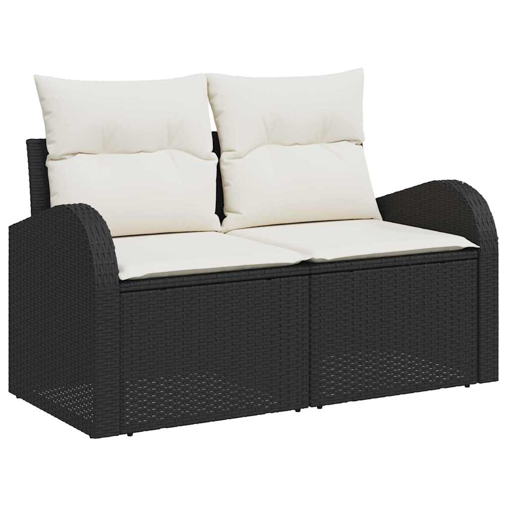 Garten-Sofa-Set mit Kissen mit Kissen 10 pcs Schwarz und Creme