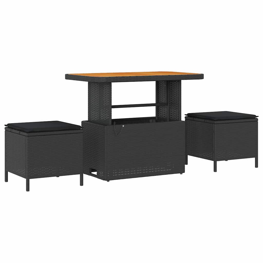 Garten-Sofa-Set mit Kissen mit Speicher 11 pcs Schwarz