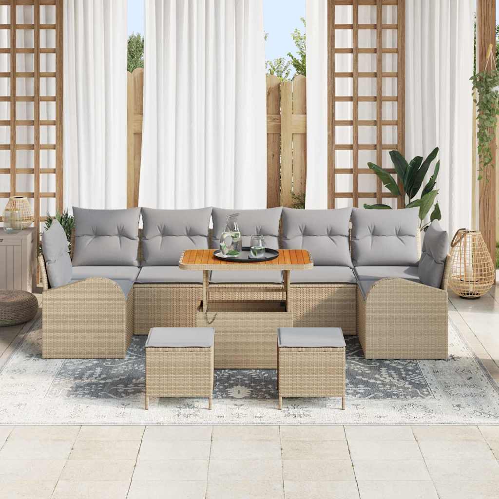 Garten-Sofa-Set mit Kissen mit Kissen 10 pcs Beige und Hellgrau